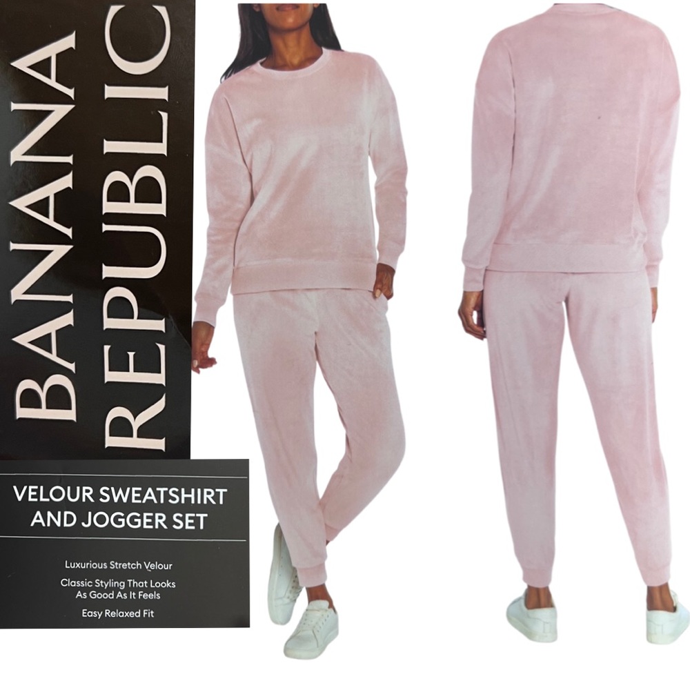 New Women banana republic velour super soft set 2 pz jogger&sweatshirt MSRP$90